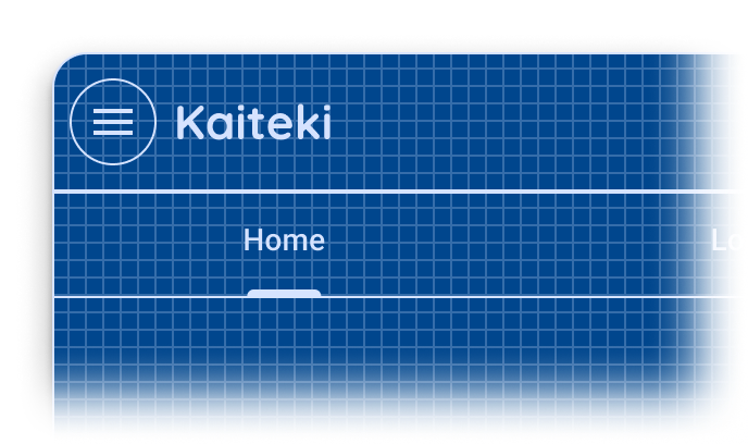 Image showing Kaiteki's interface in a blueprint style